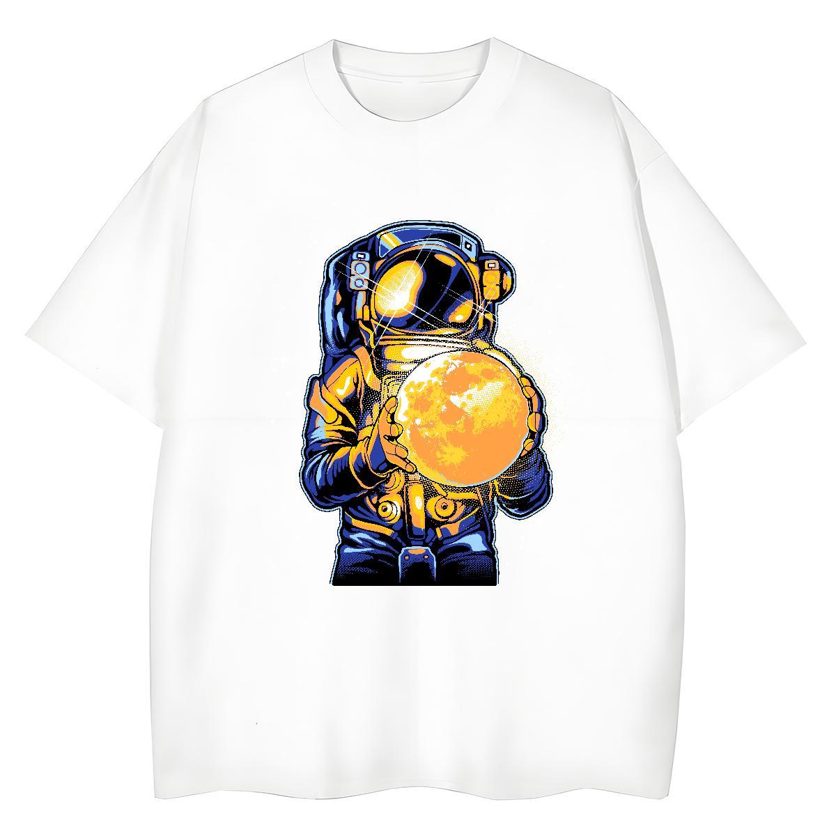 Loose fit Lady T shirt 100% Cotton 230g universe Sports Casual T Shirt For Woman Short Sleeve O-Neck DIY Anime Tee Shirt