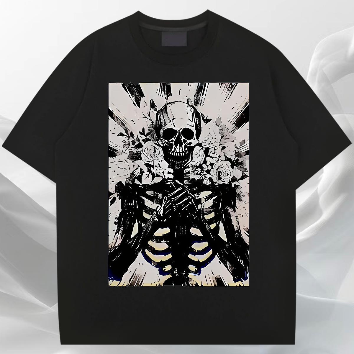 Comfortable T-Shirts for Men 230g Pure Cotton skull Outdoor DIY Printed Breathable Men Tees Wholesale Tee Shirt