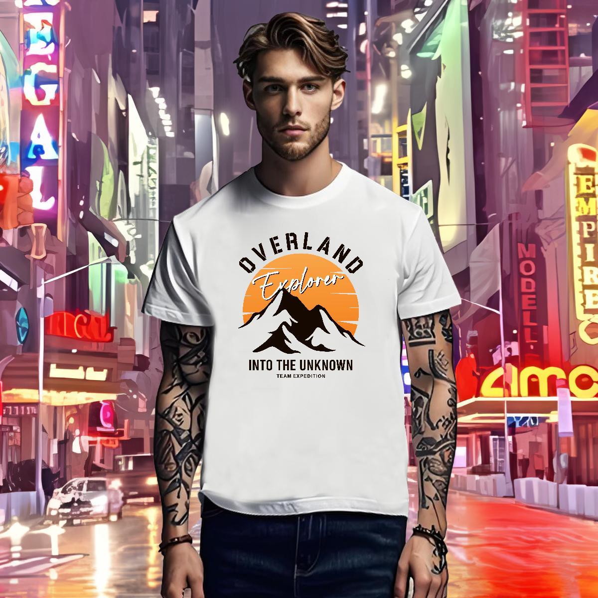 Unisex T Shirt For Man 100% Cotton 230g mountains Hip Hop Street Cartoon Printing L-4XL Breathable Short Sleeve Men Tees Wholesale Clothes