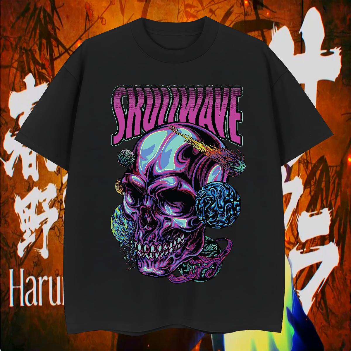 Popular Man T Shirts 230g Cotton skull Anime Printing Street DIY Anime O Neck Short Sleeves Men Tshirts Free Shipping Tops Shirt
