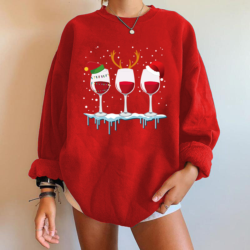 New Clothing Three Glass Letter Printed Shoulder Down Round Neck Fleece Hoodie Women's Top dongdumaoyi