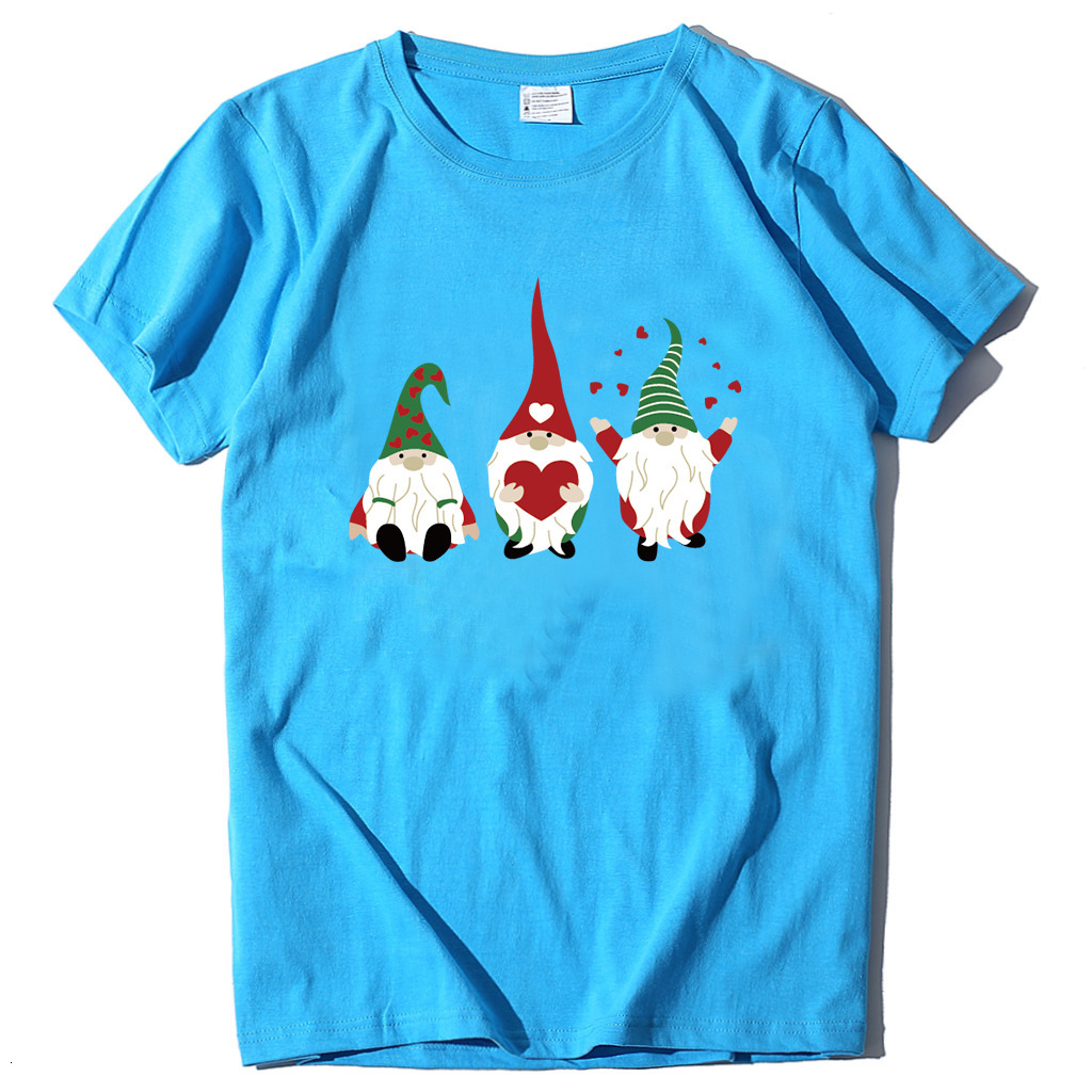 Short sleeved women's minimalist T-shirt with three dwarfs' heart print round neck for spring and summer loose fit dongdumaoyi
