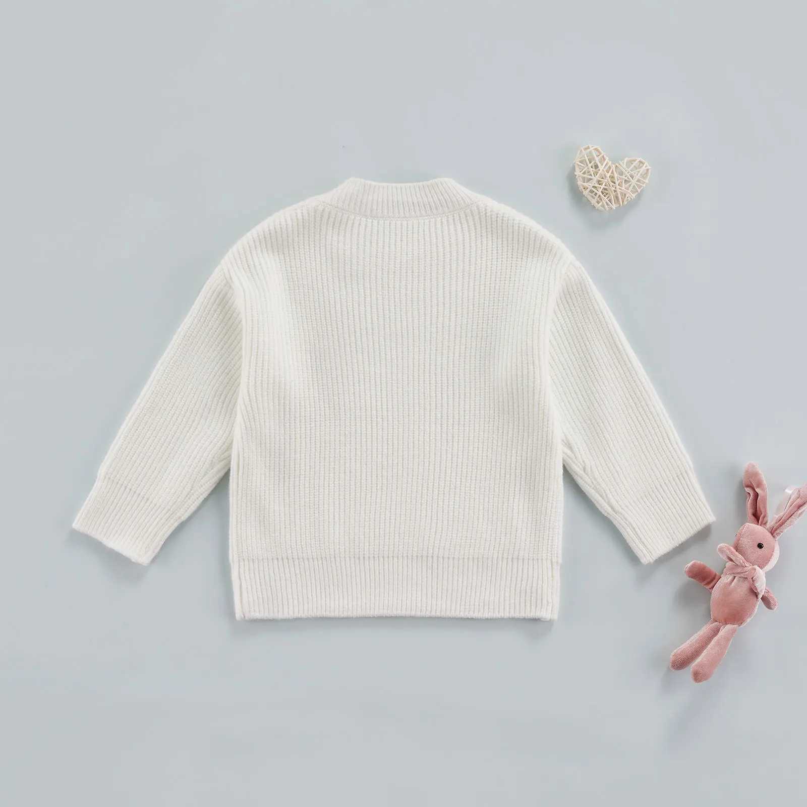 Childrens winter sweater top baby warm knit shirt cotton long sleeved pure cotton loose top suitable for children girls boys warm shirtW240824