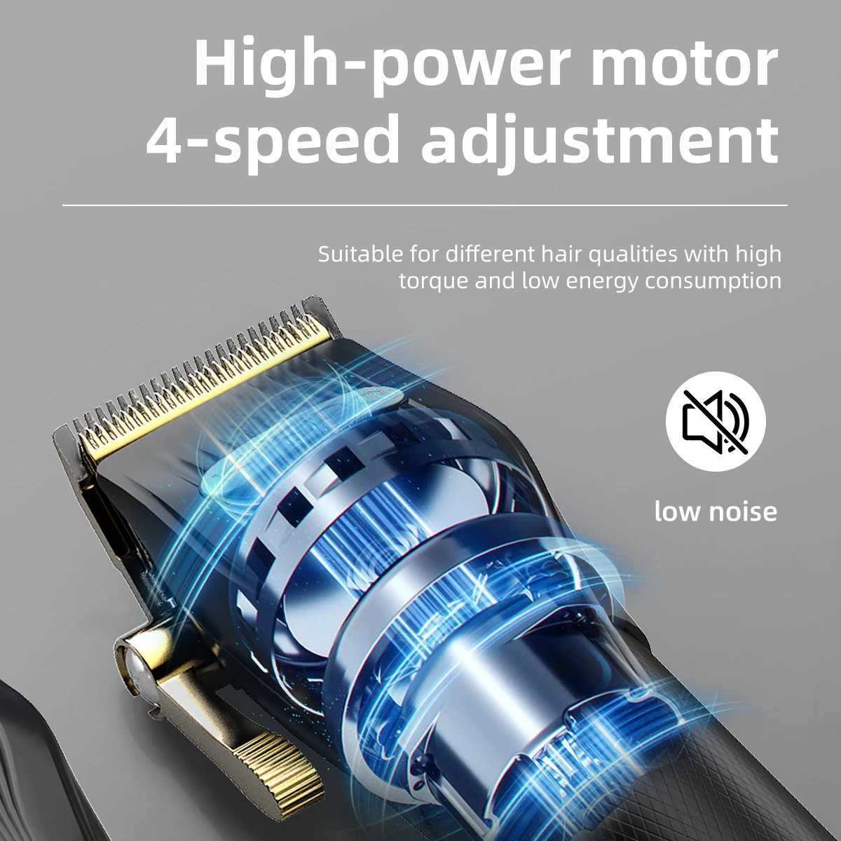 KIKIDO two-piece new hair clipper set LED display metal hair clipper USB charging electric hair trimmer 2577 W241017