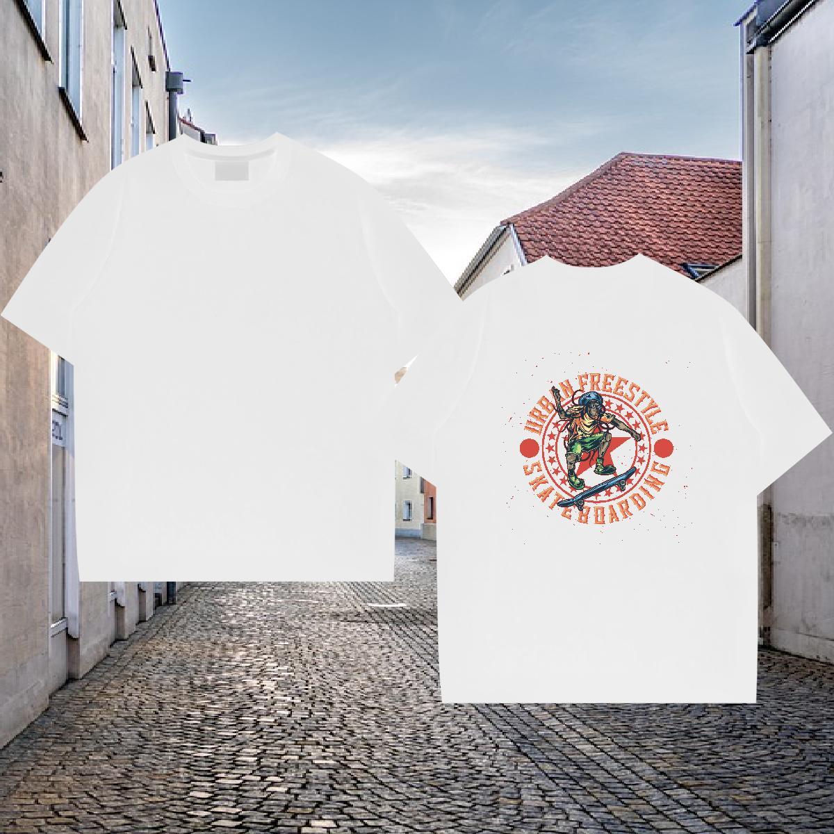 Brand T-Shirts 230g 100% Cotton skateboarding Casual Black White Breathable Soft Men Clothes T-Shirt Free Shipping Tops