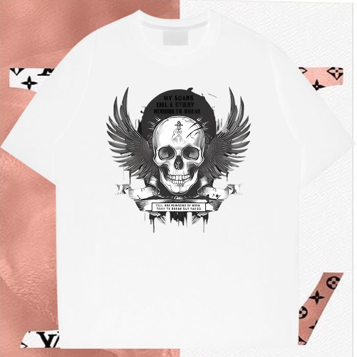 TOP Quality T-Shirts for Men 230g Pure Cotton wing Hip Hop Asian Size O Neck Short Sleeves Couples T Shirts Fashion Casual Clothes