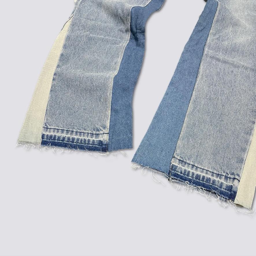 Men's Designer Patchwork Bell Bottoms Baggy Jeans For Men Straight Y2k Washed Old Brand Denim Trousers Oversized