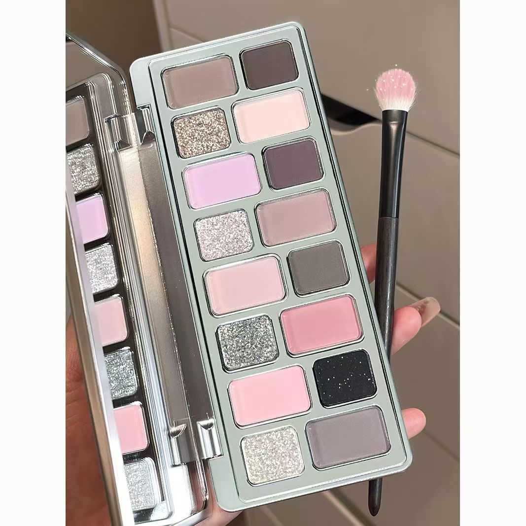 Cool Rose Pink Brown Broken Dia ~ Steal Heart 16 Color Eyeshadow Matte Pearl Glitter Cos Play Makeup Cement Tray Daily W240826