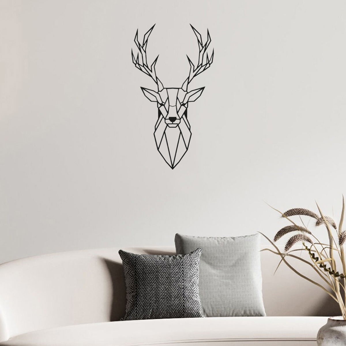 Deer Head Silhouette Wall Decoration Deer Metal Wall Sculpture Geometric Metal Wall Hanging Artwork