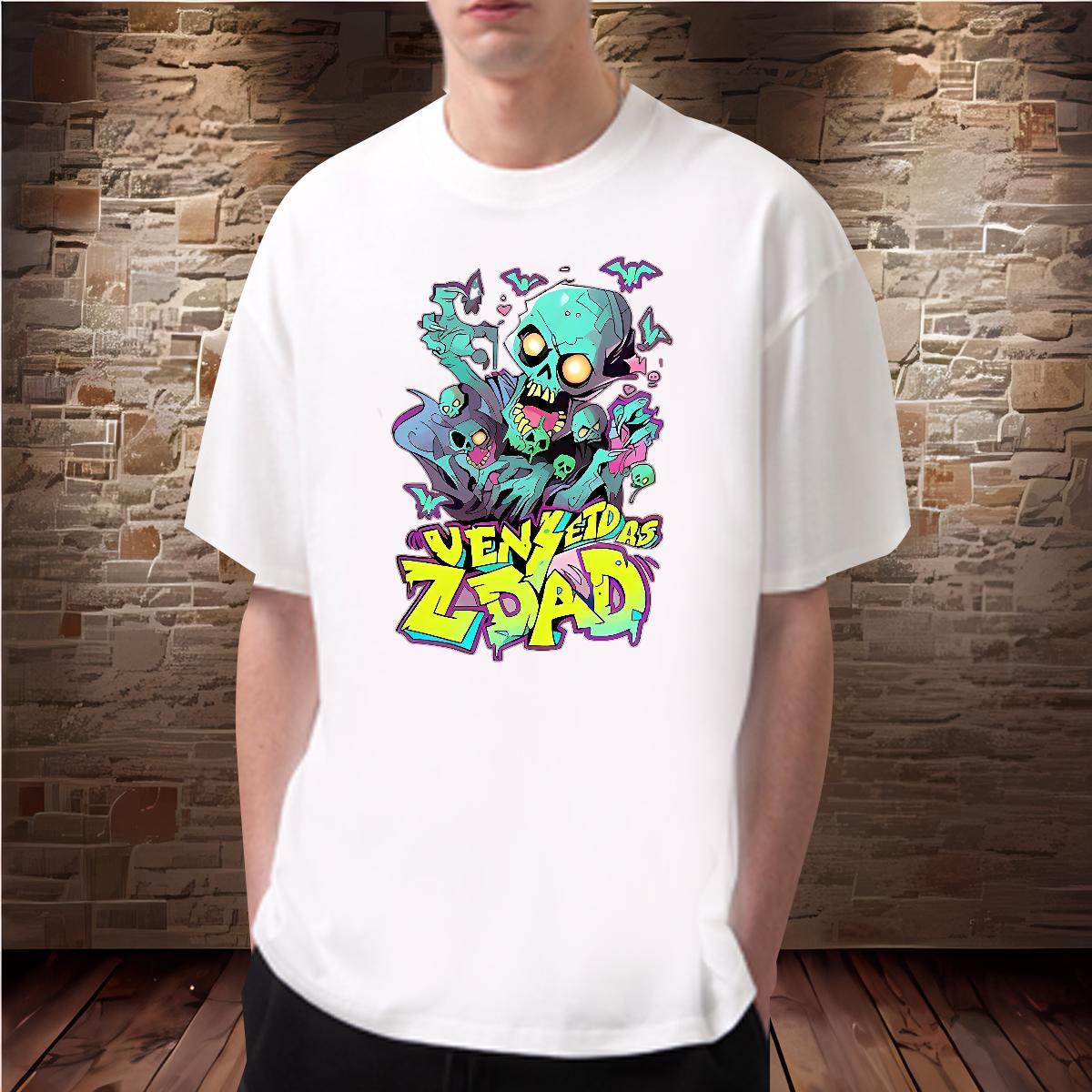 Brand T-Shirts for Men 100% Cotton 230g skull Street Wear Plus Size Cartoon Breathable Crew Neck Men Tshirts Classic Tops