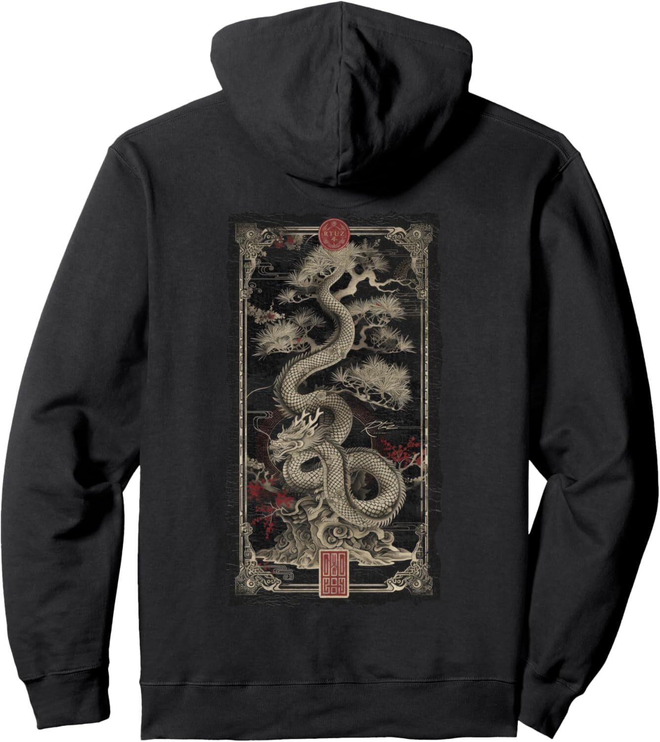 2024 Hoodie for Mens Womens Elegant back print Ying and Yang chinese bonsai dragon Pullover Hoodie Graphic Hoodies sweatshirt Pullover Long Sleeve