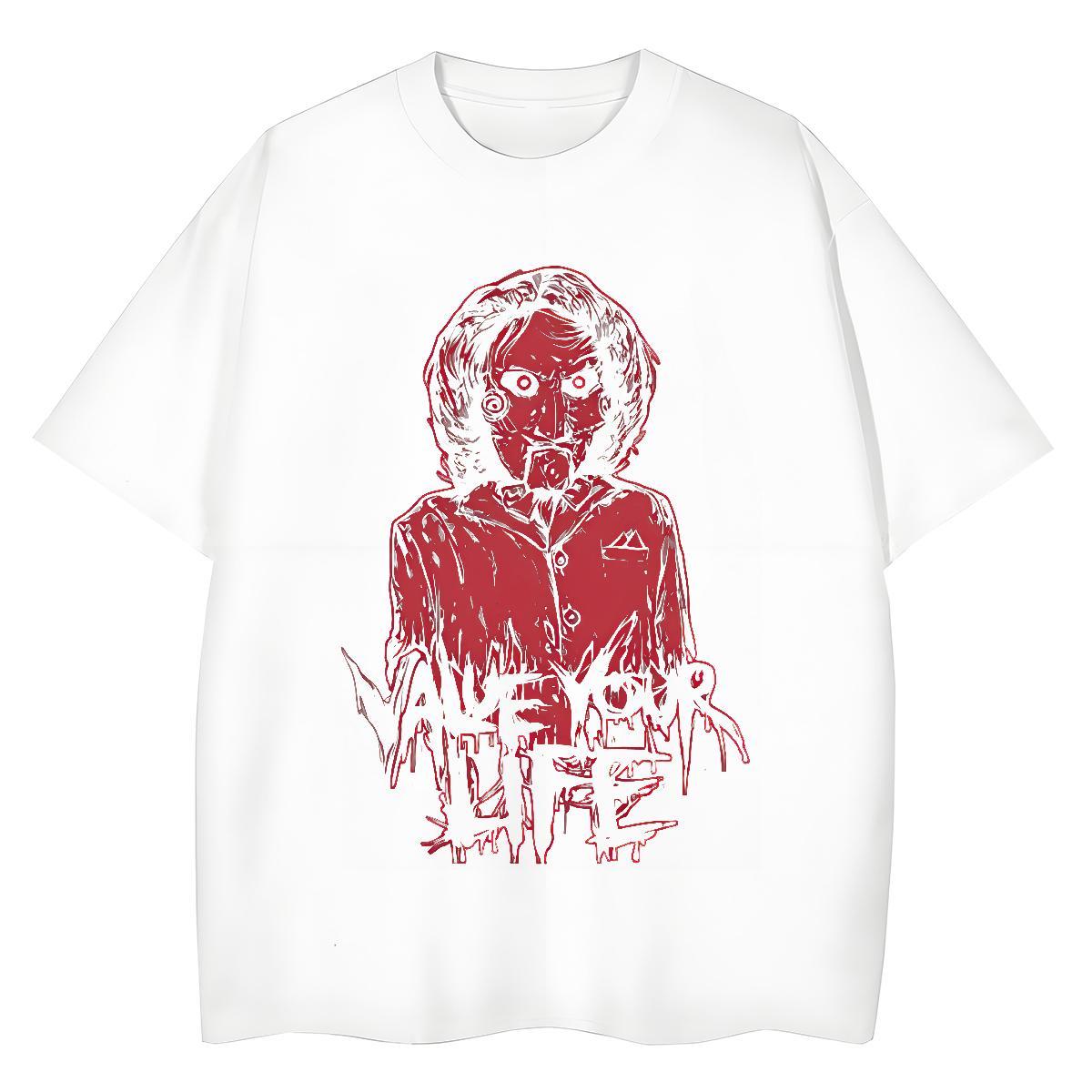 5A Unisex Tshirts 230g Cotton skull Daily Outfit T Shirts Women Breathable Short Sleeve DIY Anime Printed Top Tees