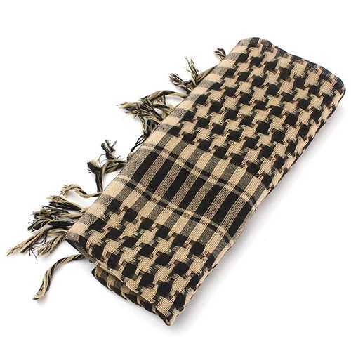 Neutral lightweight plain weave fringe Arabian Desert Shemagh KeffIyeh scarf bag W240824