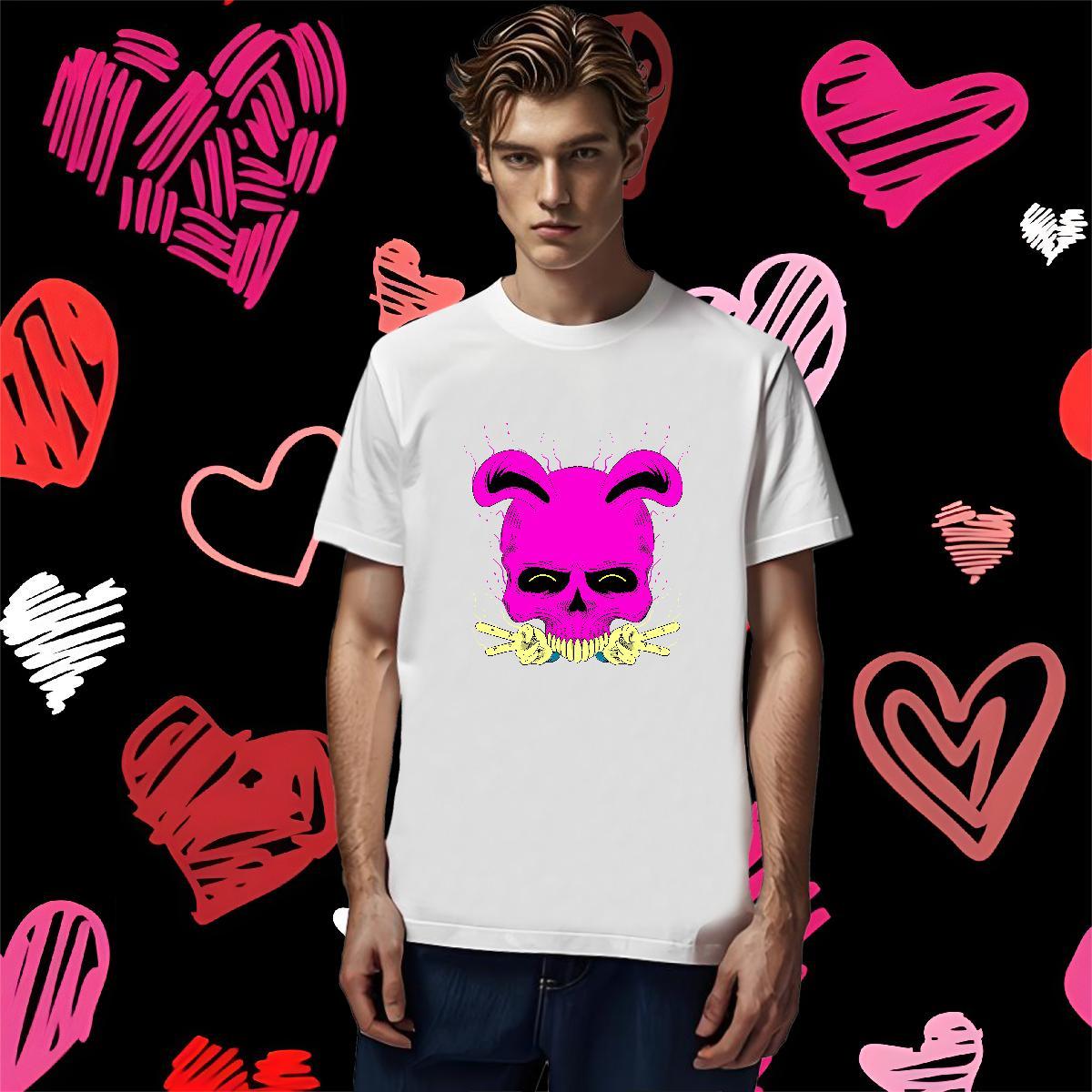 Cool Design T-Shirts for Men 100% Cotton 230g skull Daily Outfit Customized Print O-Neck Short Sleeve Men Tops Tees 2024 DIY Clothings
