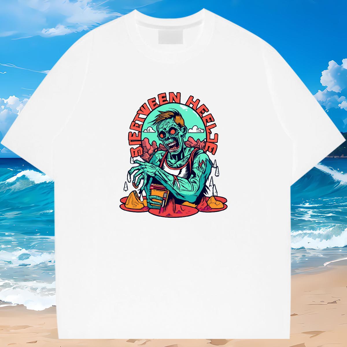 Loose Man T Shirts 100% Cotton 230g skull Sports Casual DIY Printed Breathable Soft Tshirts Stylist Wear