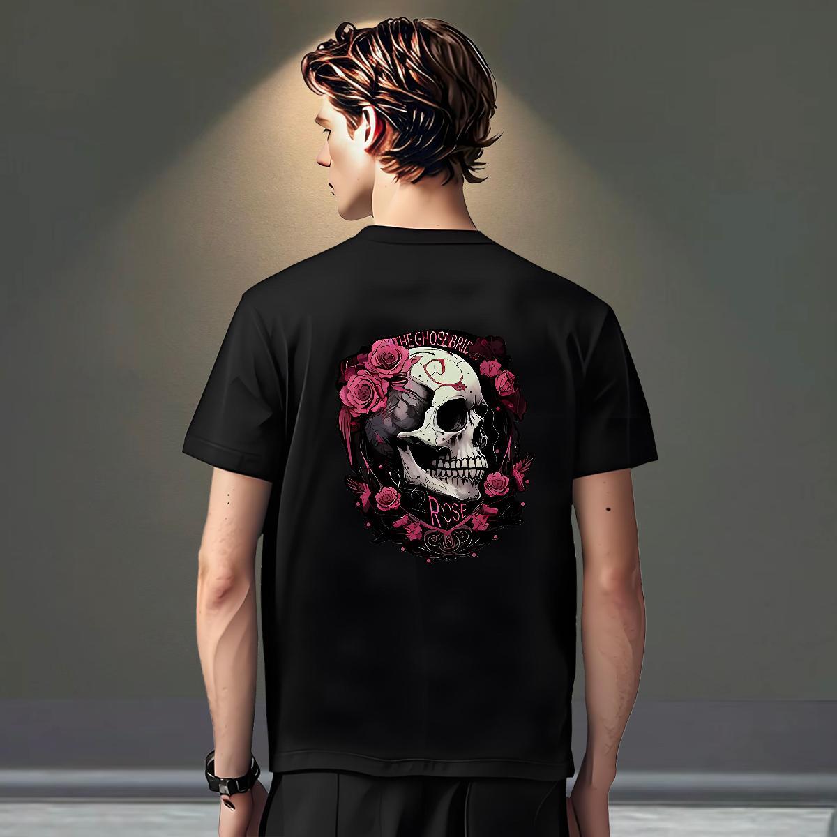 Wholesale T-Shirts 230g Pure Cotton skull Spring Summer DIY Logo Oversized Breathable Crew Neck Couples T Shirts Casual New Tops