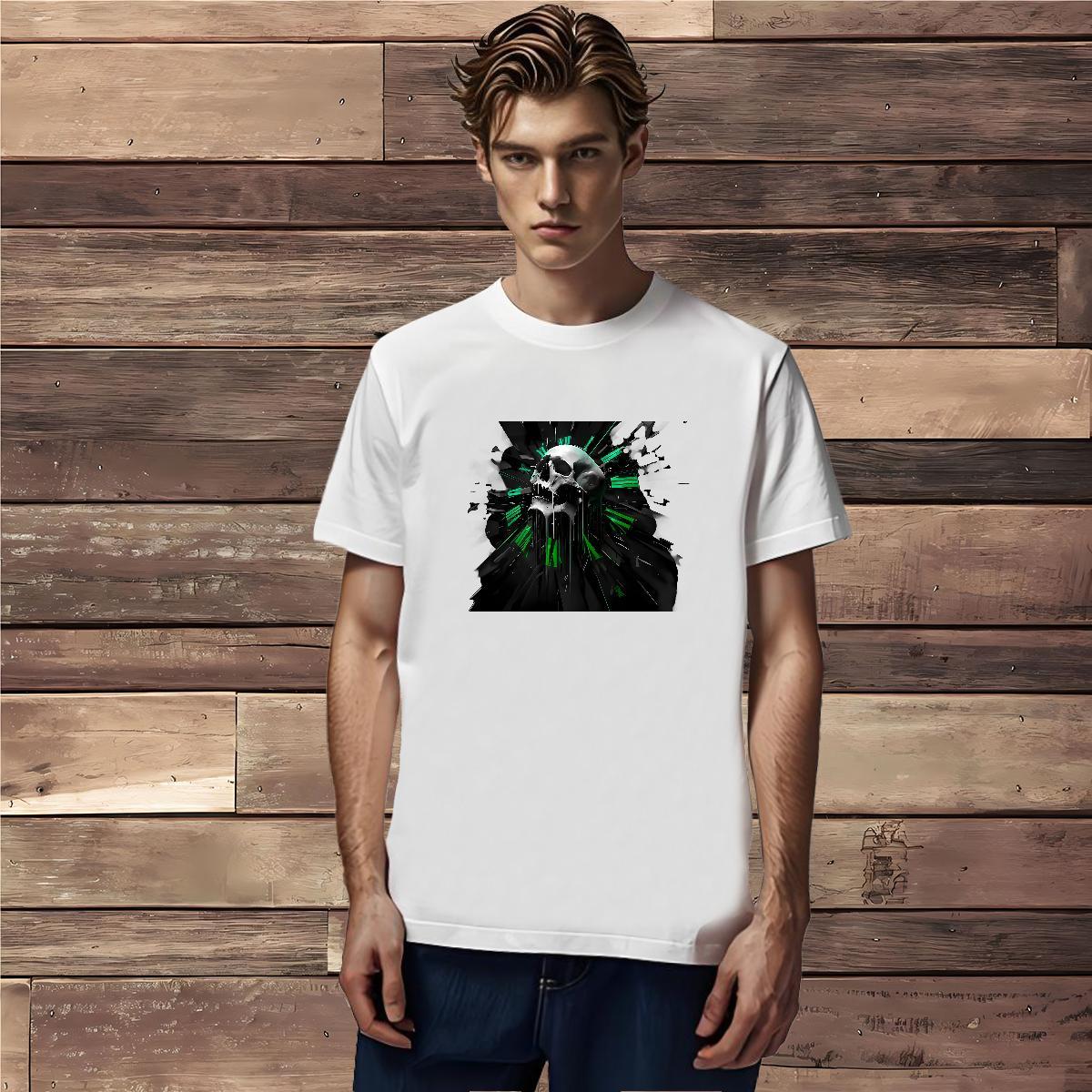 Brand T-Shirts 230g Cotton skull Outdoor Anime Print Breathable Soft Men Tshirts Classic Tops