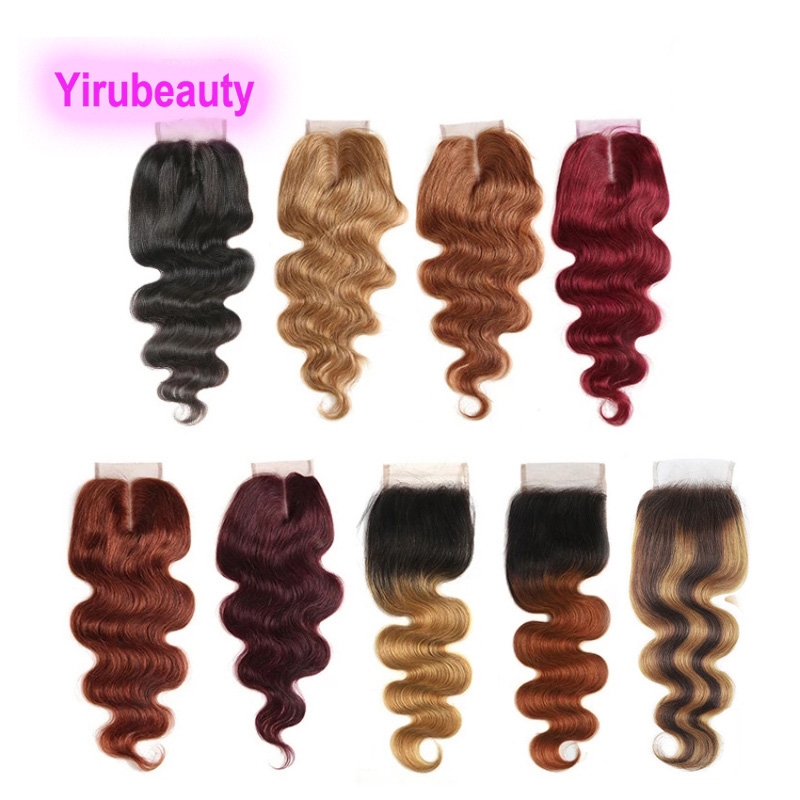 99J 27# 33# P4/27 Piano Color 4X4 Lace Closure Body Wave Brazilian 100% Human Hair 12-24inch Free Part