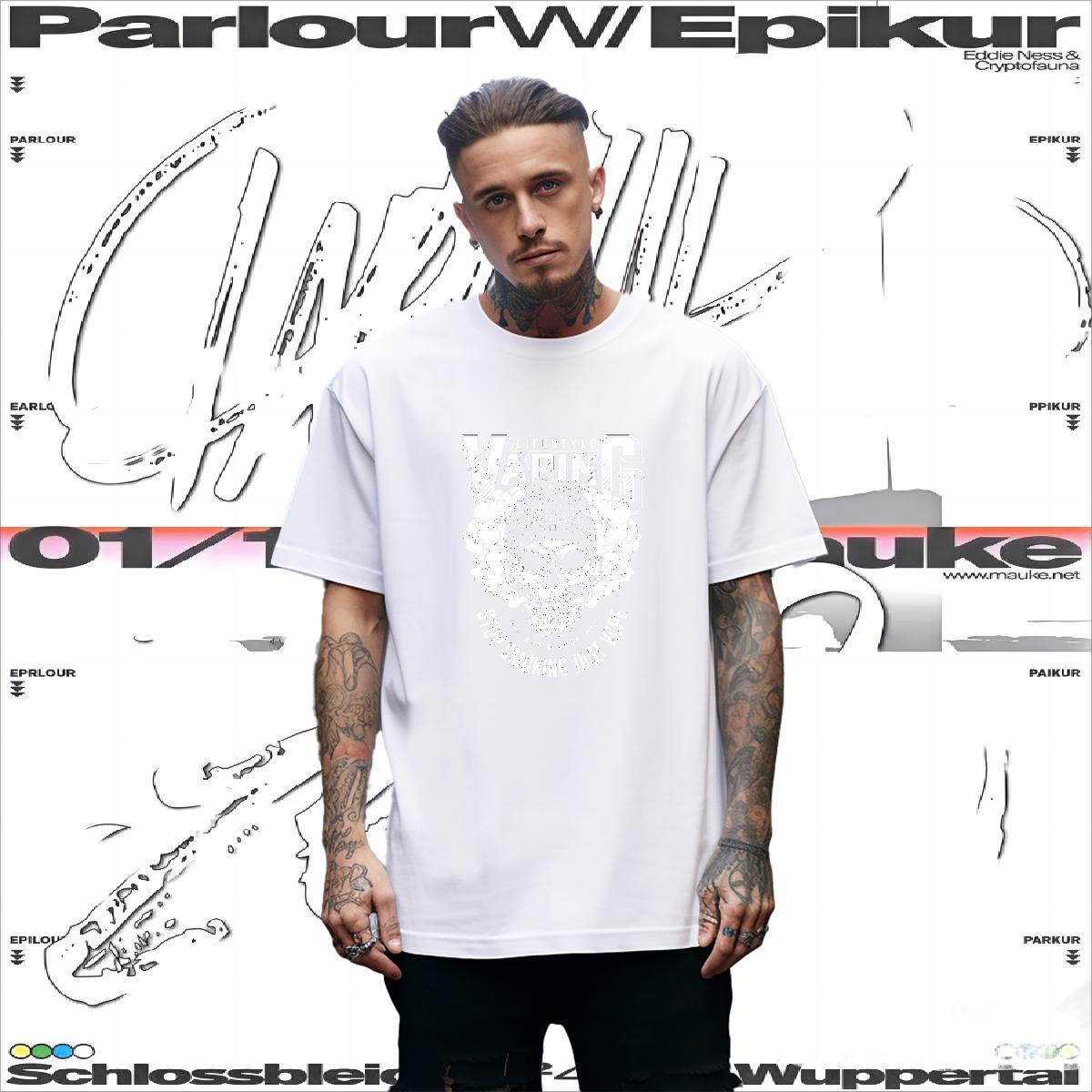 Cool Men T Shirts 230g 100% Cotton skull Summer Casual Cartoon Printing L-4XL Crew Neck Breathable Mens Tshirts DIY Tops Shirt