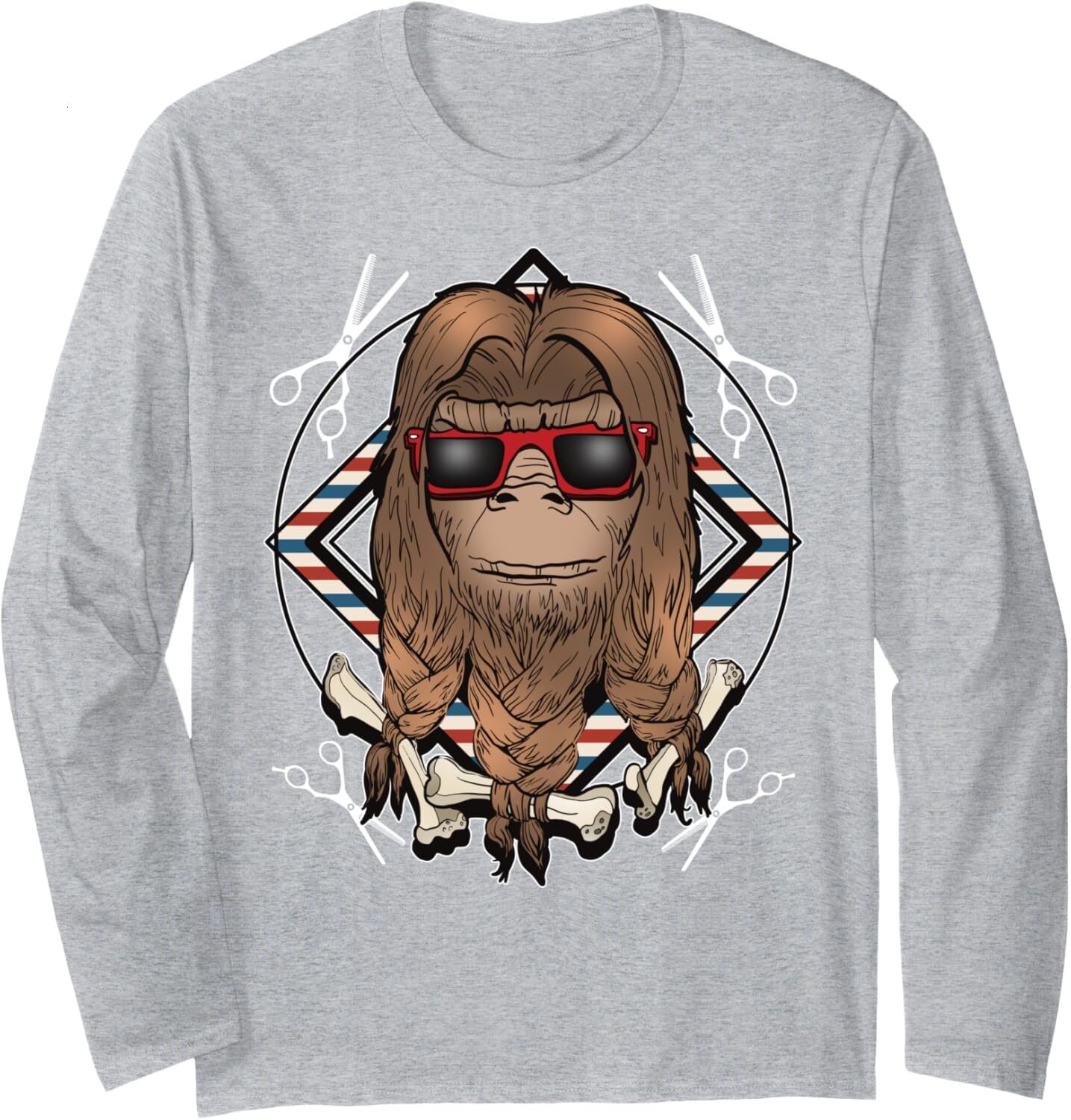 Long Sleeve Shirts for Men sweatshirt Bigfoot Hair Tied With Bones Funny Hairdresser Gift Long Sleeve Tee Streetwear Casual tops clothes