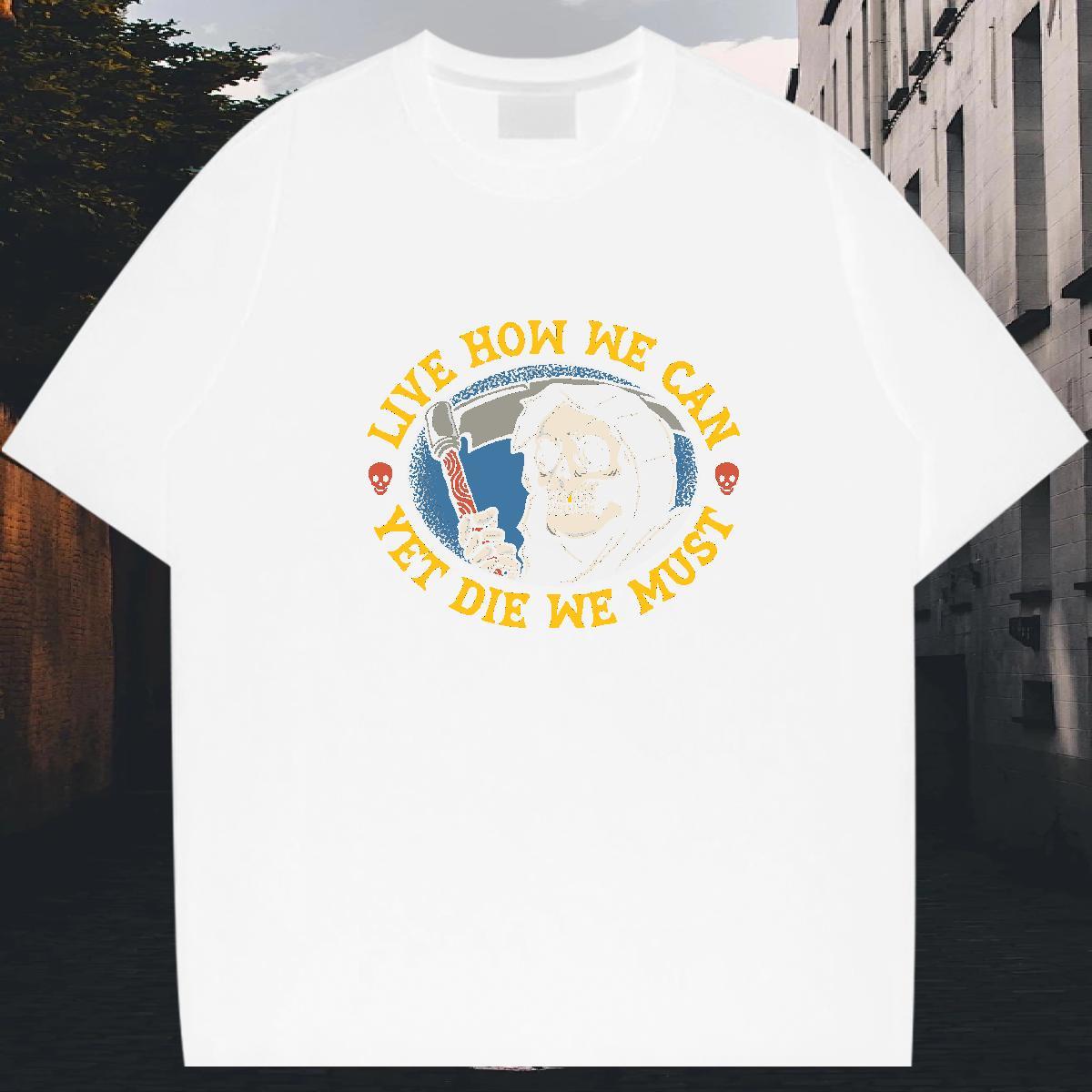 Loose Fit Men T Shirts 100% Cotton 230g skull Casual Beach DIY Printed Breathable Men Tops Tees Classic Wear