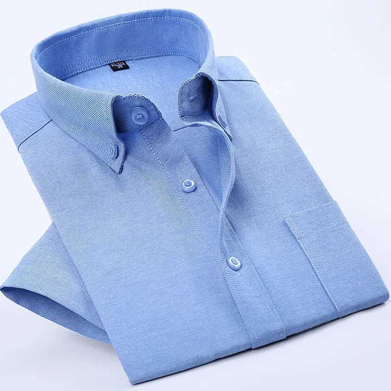 Mens white Oxford dress summer new short sleeved button down shirt mens business casual chemistry Homme Camisa 4XL M240826