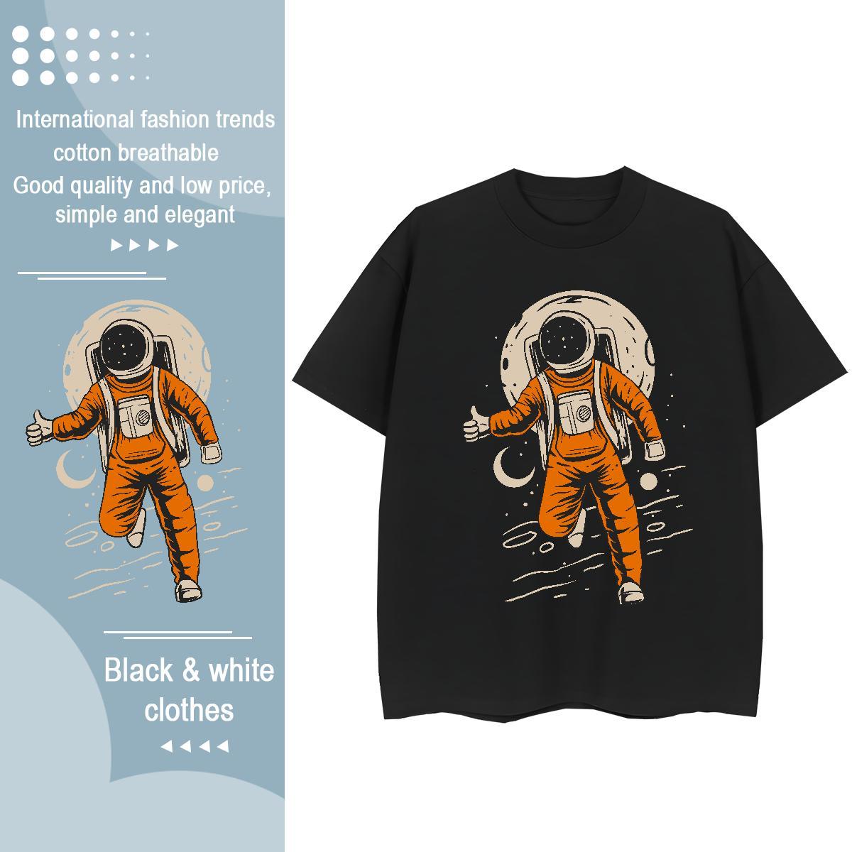 Designer Nice Unisex Tshirts 100% Cotton 230g cosmonaut Daily Outfit Womens T Shirts Breathable Soft Cartoon Floral Printing Tops Shirt