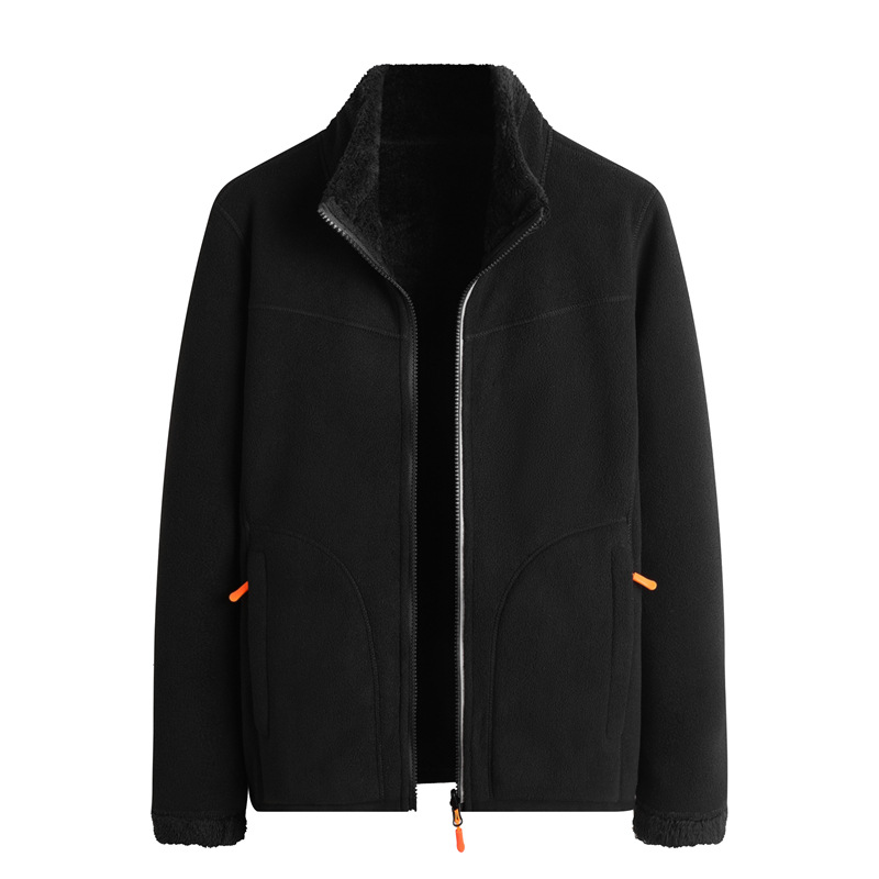 Reversible Fleece Jacket with Coral Fleece Outer and Sherpa Lining - Unisex Warm Winter Coat Women's Coats Sweaters