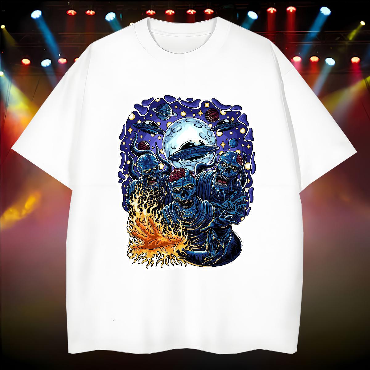 Wholesale T-Shirts 100% Cotton 230g skull Daily Outfit Oversized Breathable Soft Couples T Shirts DIY Tshirts