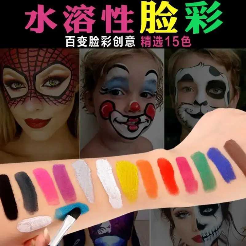 15 colors of non-toxic facial painting body makeup safe watercolor oil with brush Christmas party tools W240824