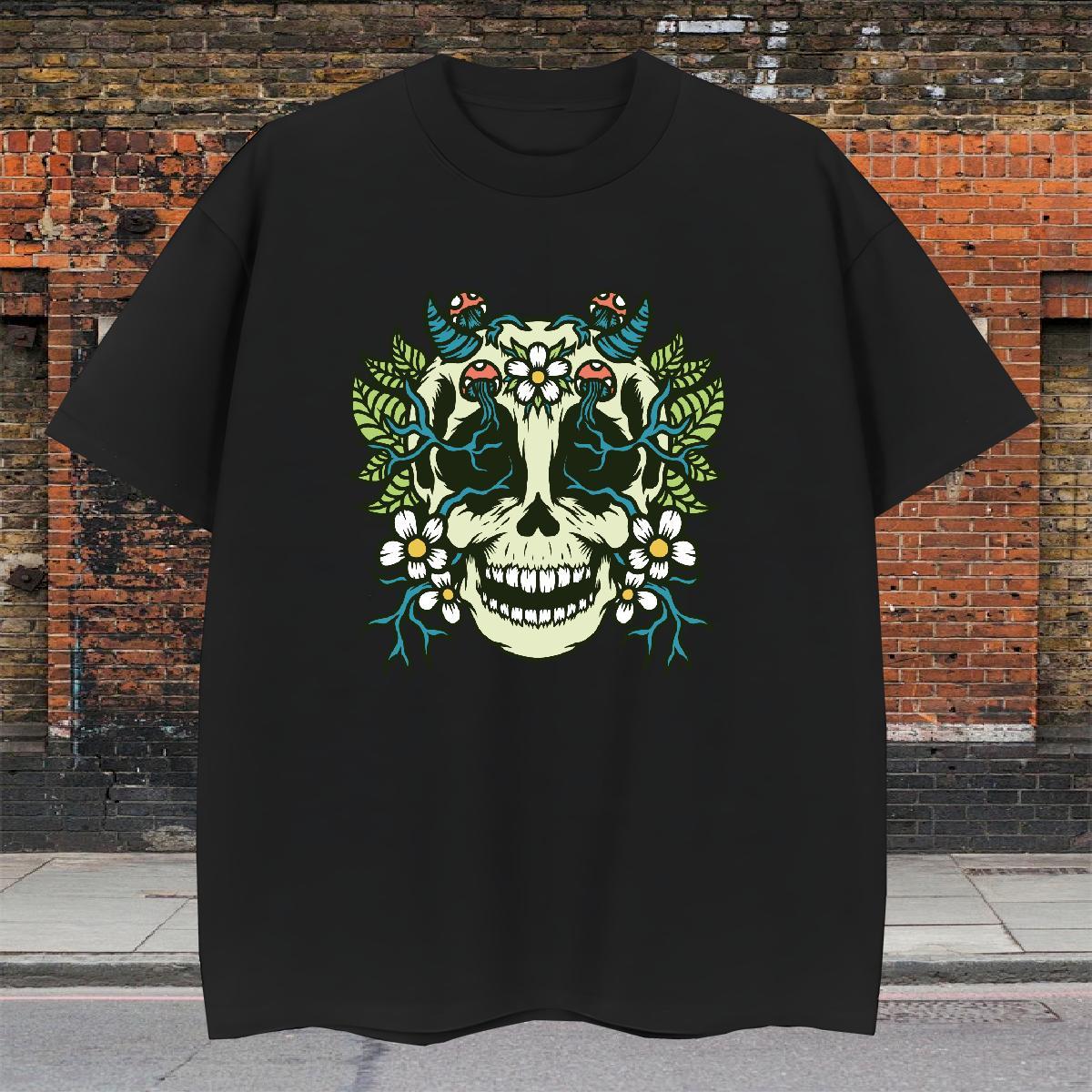 Brand T Shirts Men 230g 100% Cotton skull Sport Custom Printing Short Sleeve O-Neck Men Tshirts Designer Tees