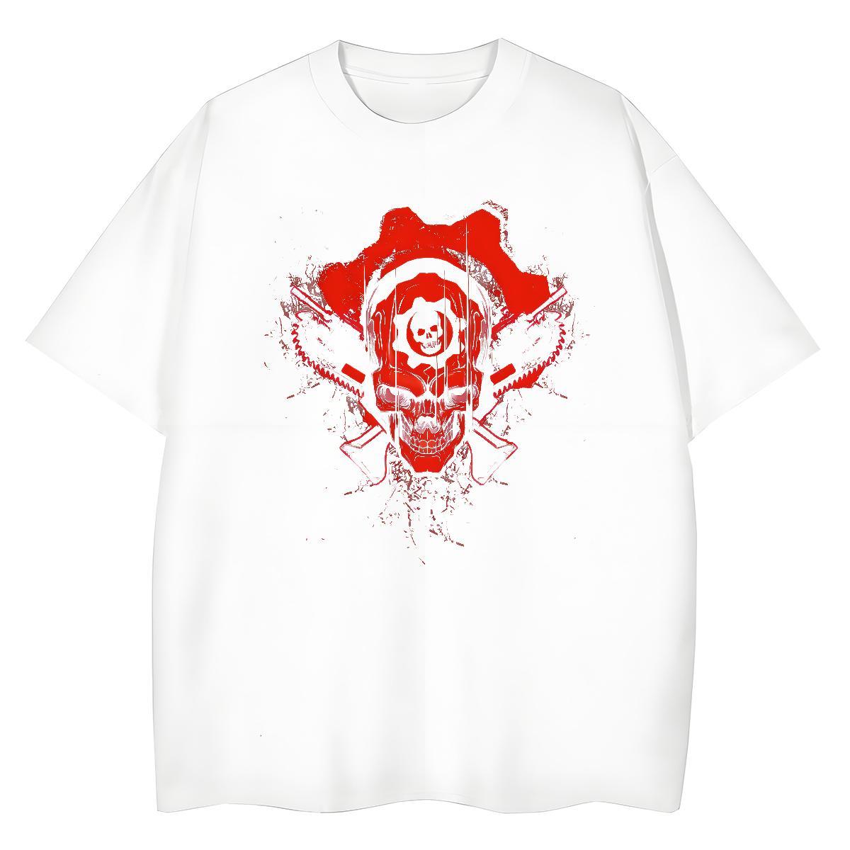 Female Couples T Shirts 230g Cotton SKULL Casual Beach T-Shirts Breathable Soft Anime Print Tops