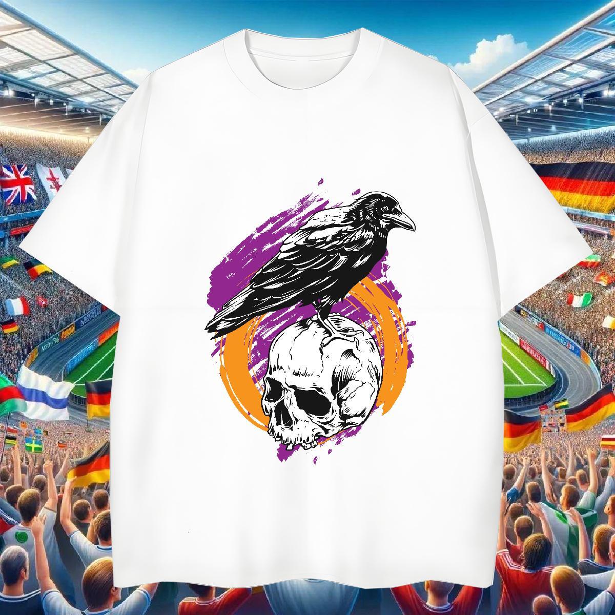 Comfortable T-Shirts for Men 230g 100% Cotton skull Hip Hop Custom Printing Breathable Short Sleeve Mens Tshirts Brand Tees
