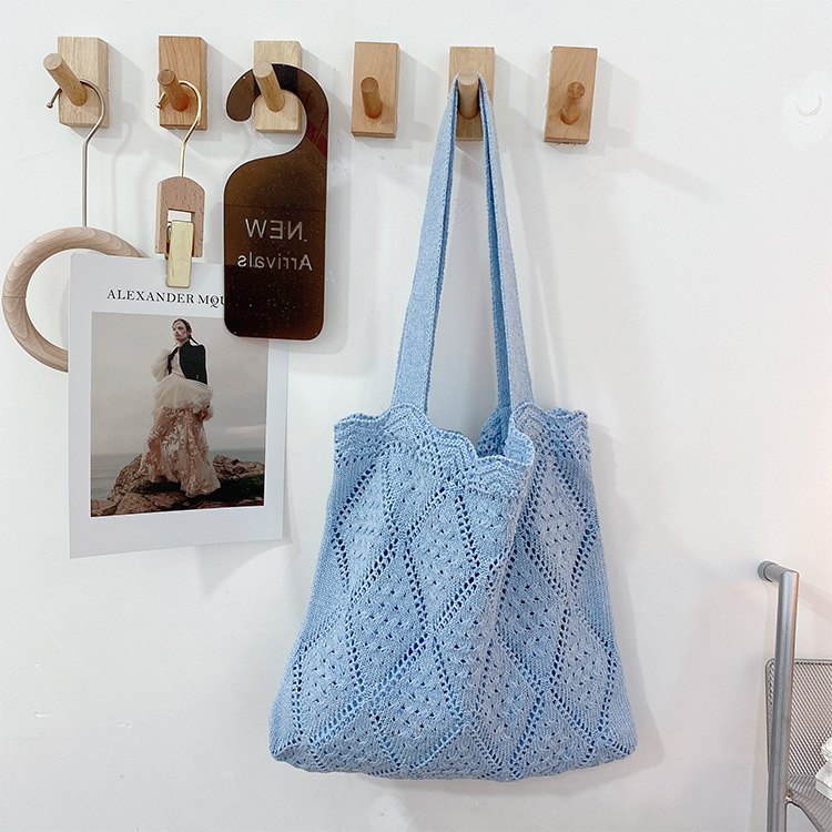 Women Bag New Design Casual Style Hollow Knitted Handbag Simple Style Versatile Cloth Bag Free shipping