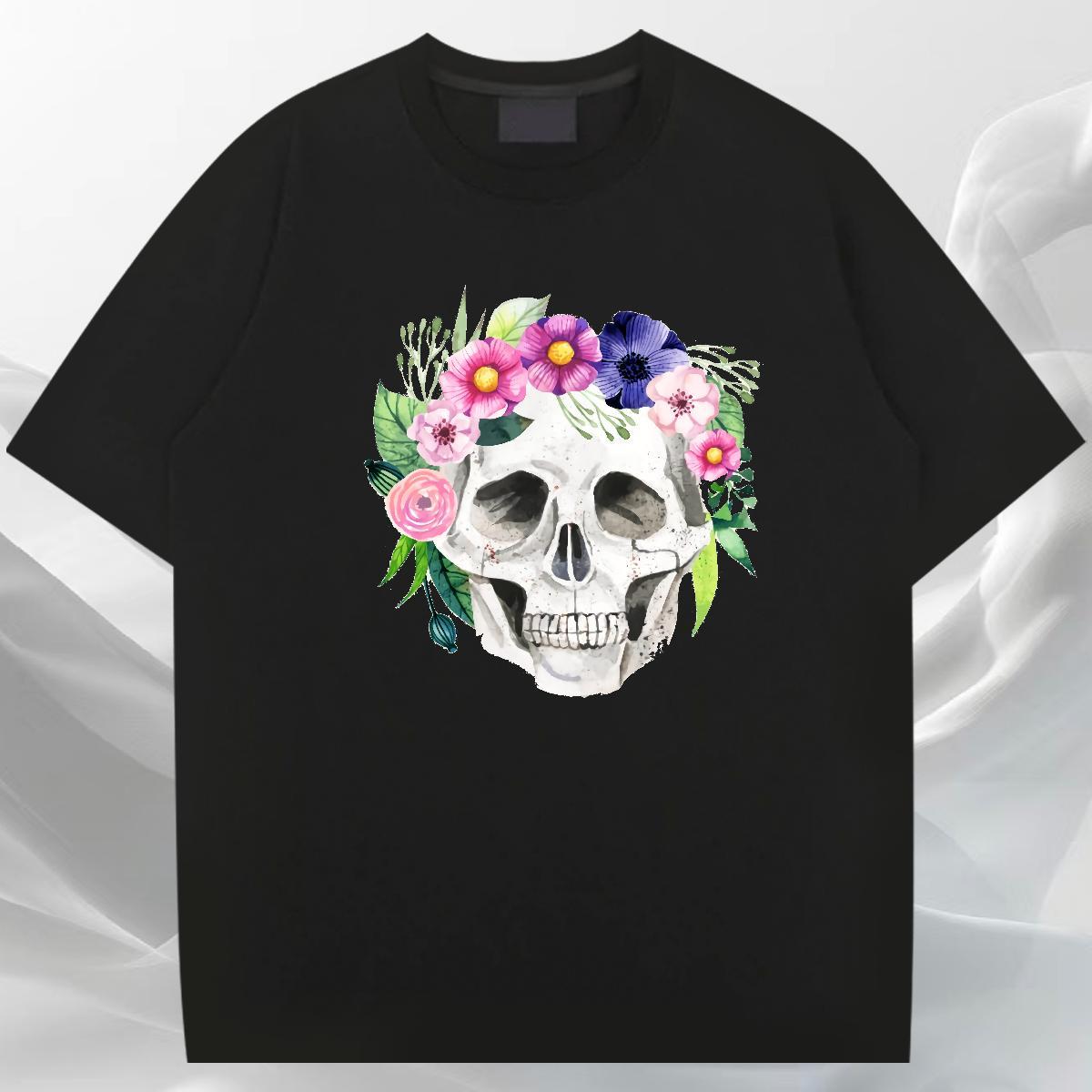 Classic T Shirt For Man 230g Pure Cotton flower Outdoor Black Oversized Round Neck Short Sleeve Couples T Shirts Stylist Tees Shirts