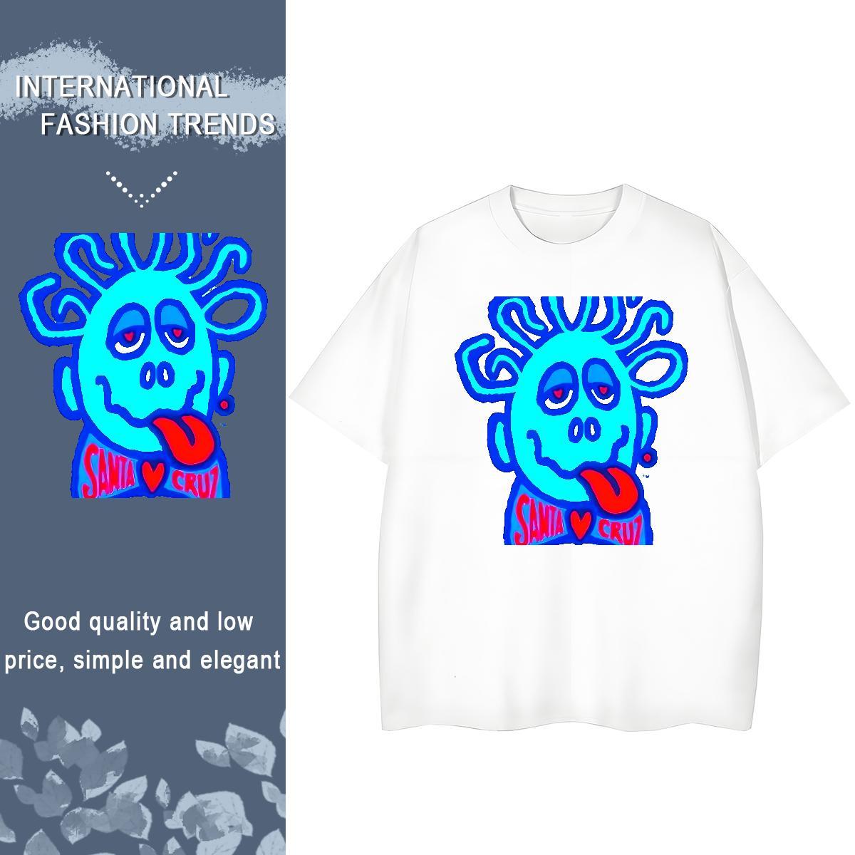 Nice Tshirt for Man Woman 230g 100% Cotton monsters Sports Street Wear Woman T Shirts Breathable Crew Neck Floral Print Tops Tees