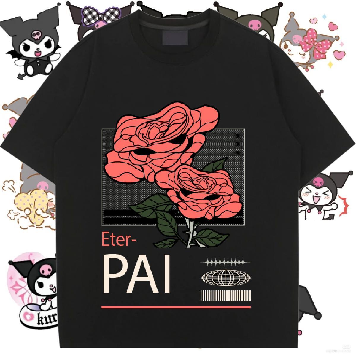 Female Women Tshirts 230g Pure Cotton flower Spring Summer Women T Shirts Short sleeve Soft Anime Clothes Shirt
