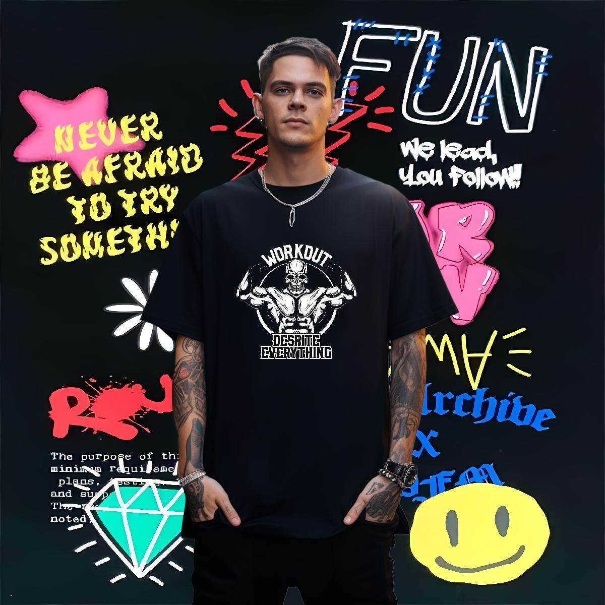 Cool Design Man T Shirts 230g Cotton skull Home Outdoor Custom Printing Short Sleeve O-Neck Tshirts 2024 Tops Tees