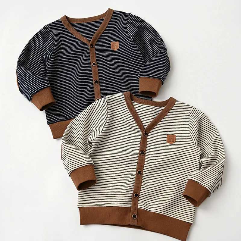 Childrens Knitted Cardigan Spring/Autumn Boys Sweater V-neck Striped Childrens Knitted SweaterW240824