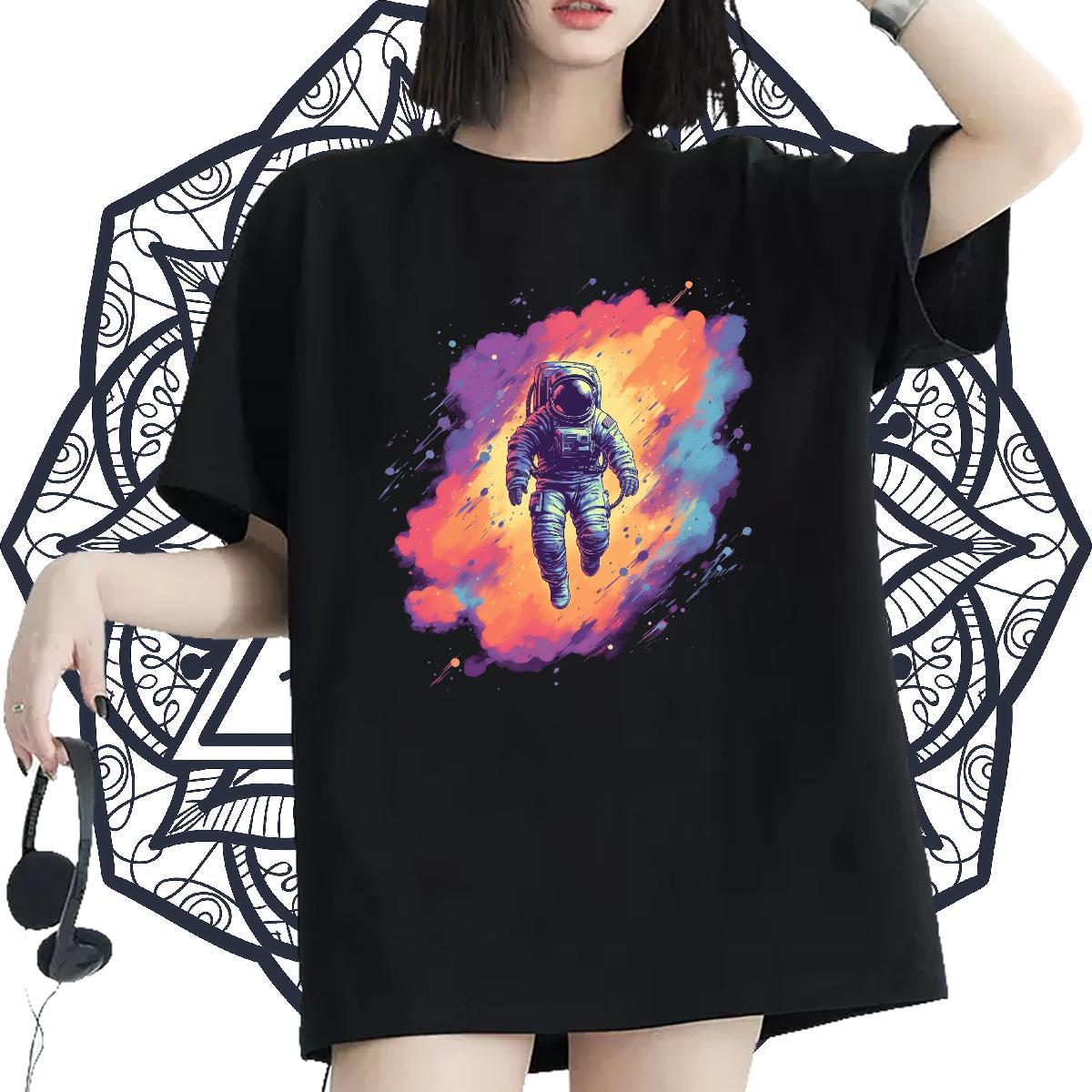 Nice Women Tshirts 100% Cotton 230g universe Casual Womens T Shirts Short Sleeve O-Neck Anime Wear