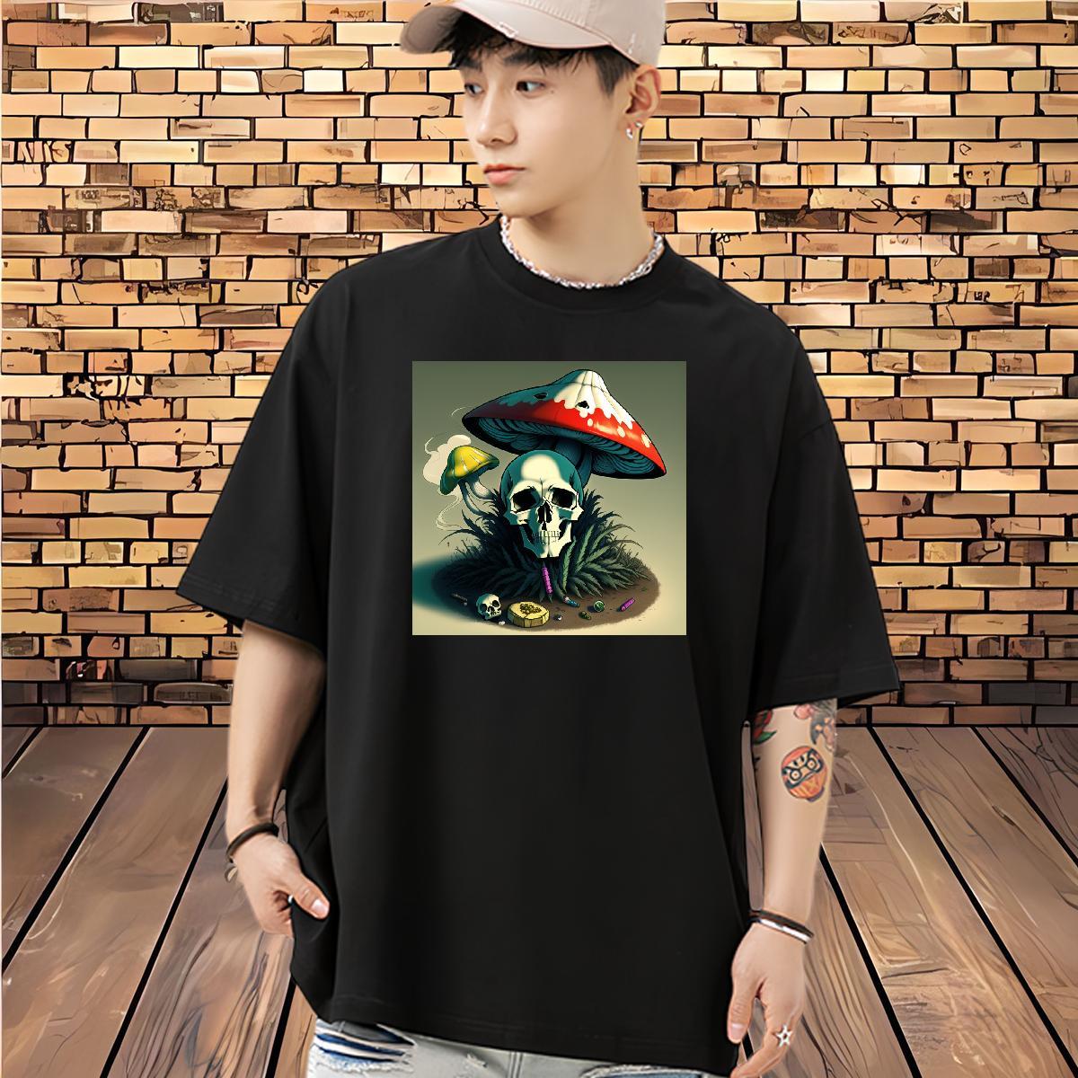 TOP Quality T Shirt For Man 230g Pure Cotton skull Casual Plus Size Custom O Neck Short Sleeves Men Tees DIY Customized Polos