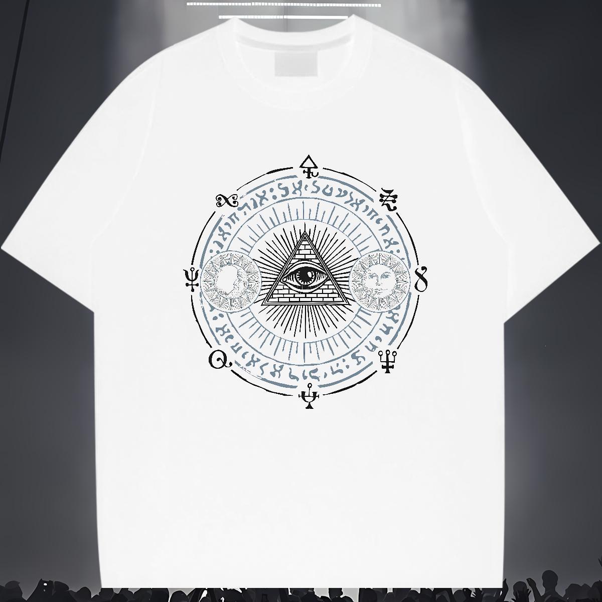 Cool Design T-Shirts for Men 100% Cotton 230g eye of the devil Casual Daily Wear Cartoon Print O-Neck Short Sleeve Tshirt for Man Woman Factory Direct