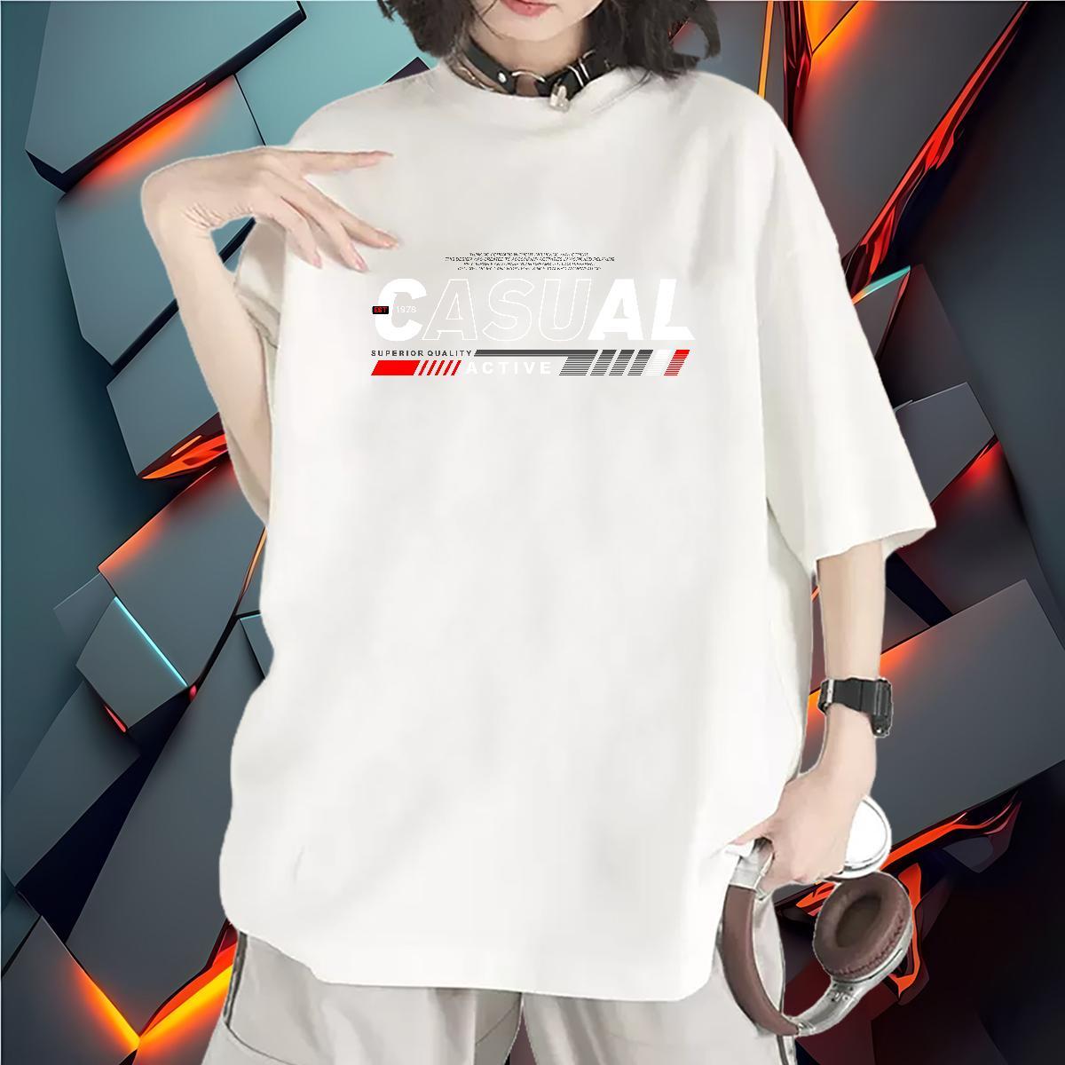 Nice Women Tshirts 100% Cotton 230g letter Sports Casual Women T Shirts Breathable Soft Customized Tees