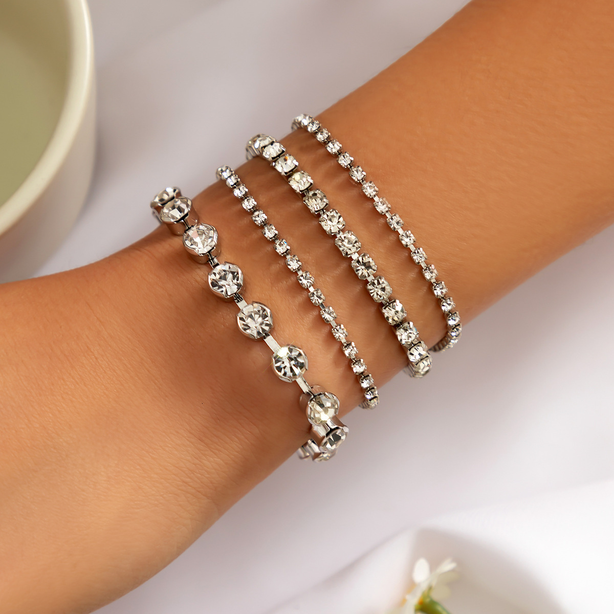 Jewelry imitation pearl chain bead simple alloy heart-shaped rhinestone versatile bracelet