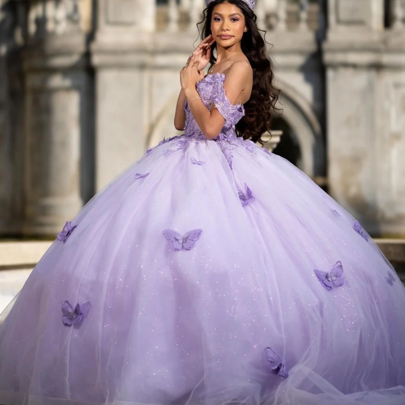 New Off Shoulder Quinceanera Dress 2024 Purple Vestidos De 15 Anos Ball Sweet 16 Birthday Party Gown Pageant Miss Princess