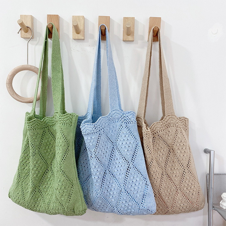 Women Bag New Design Casual Style Hollow Knitted Handbag Simple Style Versatile Cloth Bag Free shipping