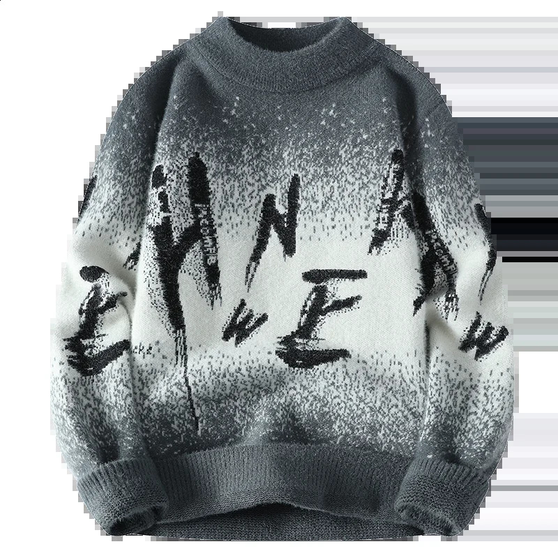 winter letter pattern warm sweater mens high-quality thick zipper mens wool sweater mens size M-3XL MY016 240824