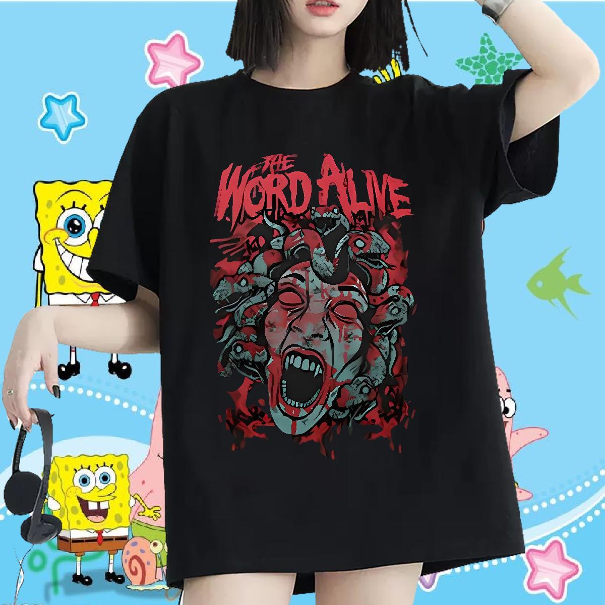Loose fit Unisex Tshirts 230g Cotton scary High Street Hip Hop T shirt Crew Neck Breathable Plus Size Custom Clothes