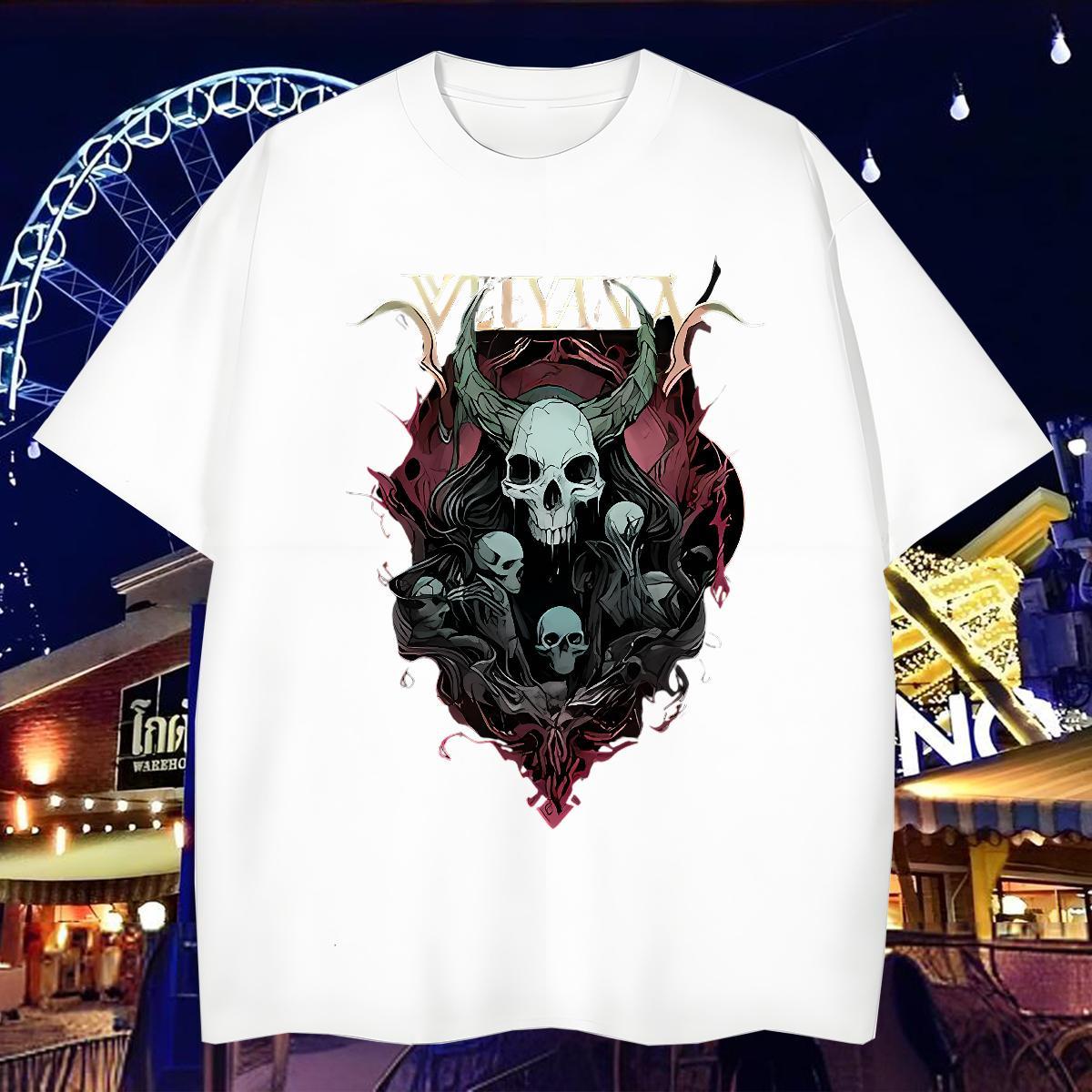 Popular Man T Shirts 100% Cotton 230g skull Spring Summer Floral Print Breathable Short Sleeve Men Tees New Designer Polos