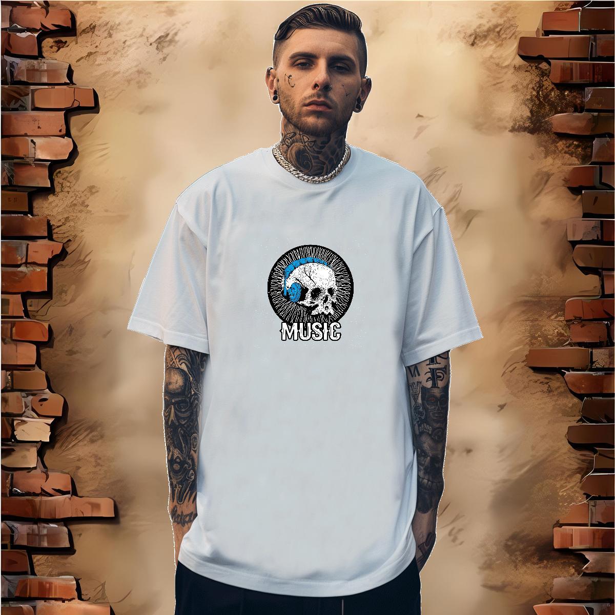 Brand Man T Shirts 230g Pure Cotton skull Casual Daily Wear Custom Big Size Breathable Short Sleeve Men Tees Customized Polos